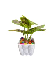 Artificial Leaf Plant with Pot Faux Greenery Potted Decorative Plant for Home Office Indoor Outdoor Décoration.