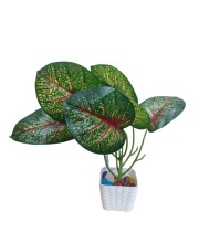 Artificial Indoor Leaf Plant with Pot – Realistic Faux Greenery, No Maintenance, Perfect for Home, Office or Shelf Décoration.