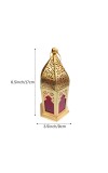 Moroccan Style Gold Lantern with Green Glass – Decorative Metal Candle Holder for Ramadan, Eid, Weddings, Home Decor & Parties – Vintage Hanging Lantern. (Red)