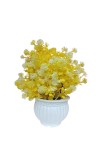 Yellow Artificial Flower Arrangement in White Plastic Pot - Lifelike Faux Flowers for Home & Office Décor