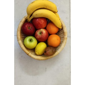 Handmade Natural Cane Basket | Round Bamboo Storage Basket for Fruits, Vegetables & Decor, Beter Jhuri