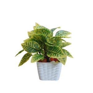 Artificial Leaf Plant with Pot Realistic Faux Greenery Indoor Decoration Home Office Tabletop Decor