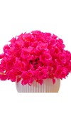 HiTechMart Artificial Rose Flower Arrangement in Vase – Lifelike Hot Pink Faux Roses for Home Décor, Office, Living Room, Table Centerpiece, and Gift – Elegant & Maintenance-Free