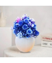 HiTechMart Artificial Flower Arrangement in Vase – Lifelike Blue & Purple Faux Bouquet for Home Décor, Office, Living Room, Table Centerpiece, and Gift – Elegant & Maintenance-Free