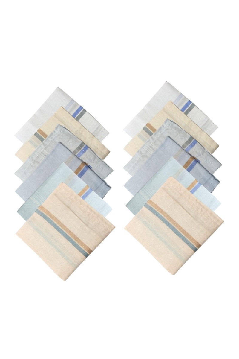 Hitech Sales 100% Pure Cotton Fabric Light Multi Color Soft, Durable, and Stylish Premium Collection XL Size Formal Handkerchiefs Hanky for Men Standard Set of 12 Pieces Easy Wash Regular use