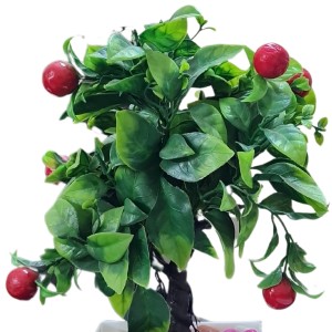 HiTechMart Artificial Bonsai Tree with Red Fruits – Lifelike Decorative Miniature Potted Plant for Home & Office Décor, Faux Greenery with Ceramic Planter
