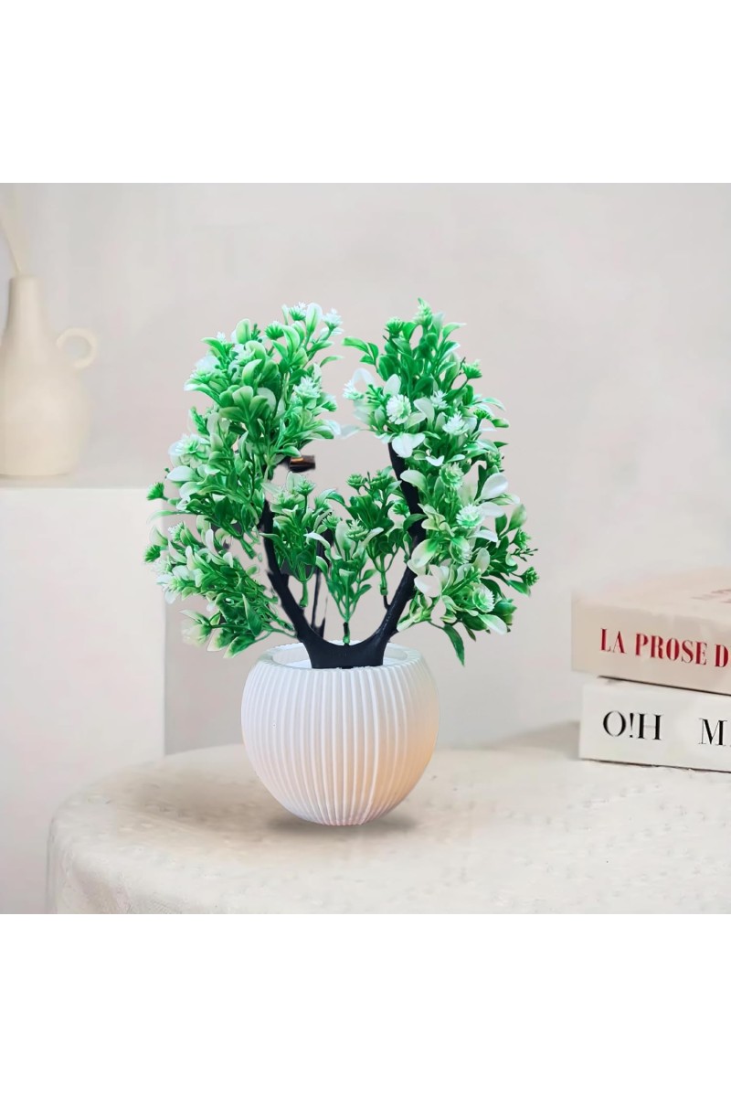 HiTechMart Artificial Heart-Shaped Green Plant in Vase – Lifelike Faux Bonsai Tree for Home Décor, Office, Living Room, Table Centerpiece, and Gift – Elegant & Maintenance-Free