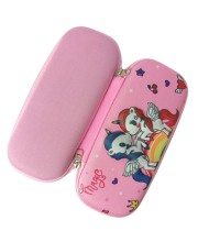 3D Hard Cover Large Capacity Waterproof Cute Pencil Case Stationery Cosmetic Box with Compartments Pencil Case for Kids Boys Cute Pen Pouch for Kindergarten and School (Pink Unicorns)