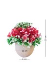 HiTechMart Artificial Flower Arrangement in Plastic Vase – Lifelike Red & Green Faux Bouquet for Home Décor, Office, Living Room, Table Centerpiece, and Gift – Elegant & Maintenance-Free