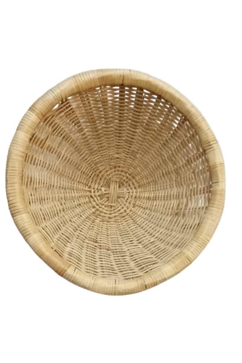 Handmade Natural Cane Basket | Round Bamboo Storage Basket for Fruits, Vegetables & Decor, Beter Jhuri