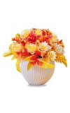 HiTechMart Artificial Flower Arrangement with Vase – Lifelike Orange & Yellow Faux Bouquet for Home Décor, Office, Living Room, Table Centerpiece, and Gift – Elegant & Maintenance-Free