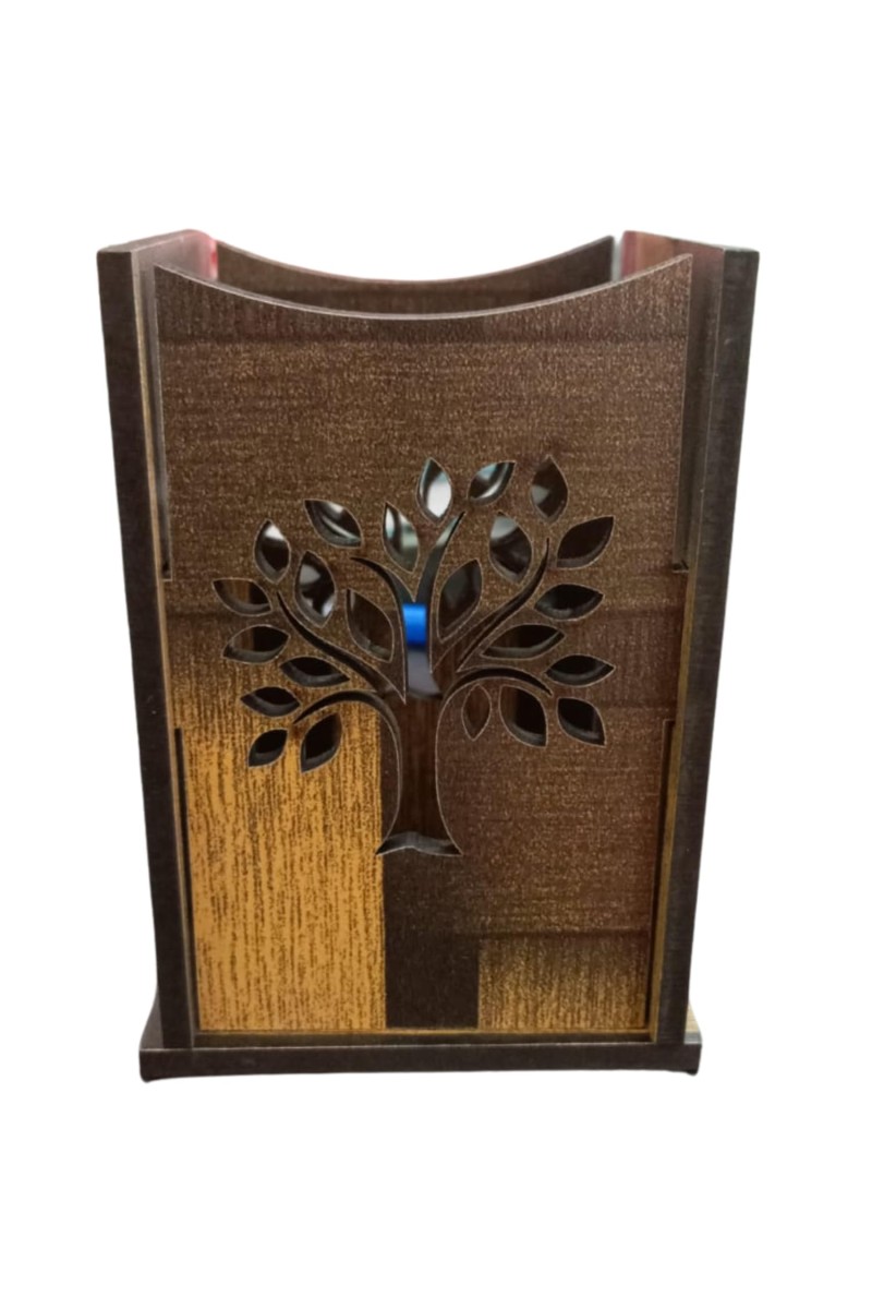 Wooden Pen Holder Stand – Pencil Cup, Makeup Brush Holder, Desk Organizer for Office, Home Decor & Art Supplies Storage