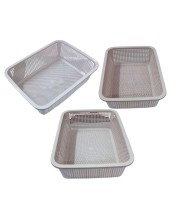 Plastic Storage Basket set of 3 | Multipurpose Rectangular Organizer Basket for Kitchen, Bathroom, Office & Home for daily use.