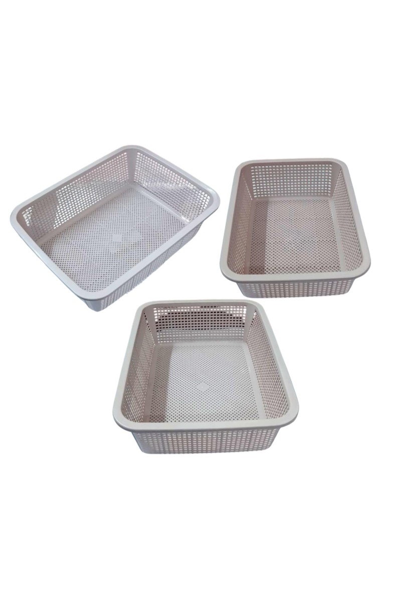 Plastic Storage Basket set of 3 | Multipurpose Rectangular Organizer Basket for Kitchen, Bathroom, Office & Home for daily use.