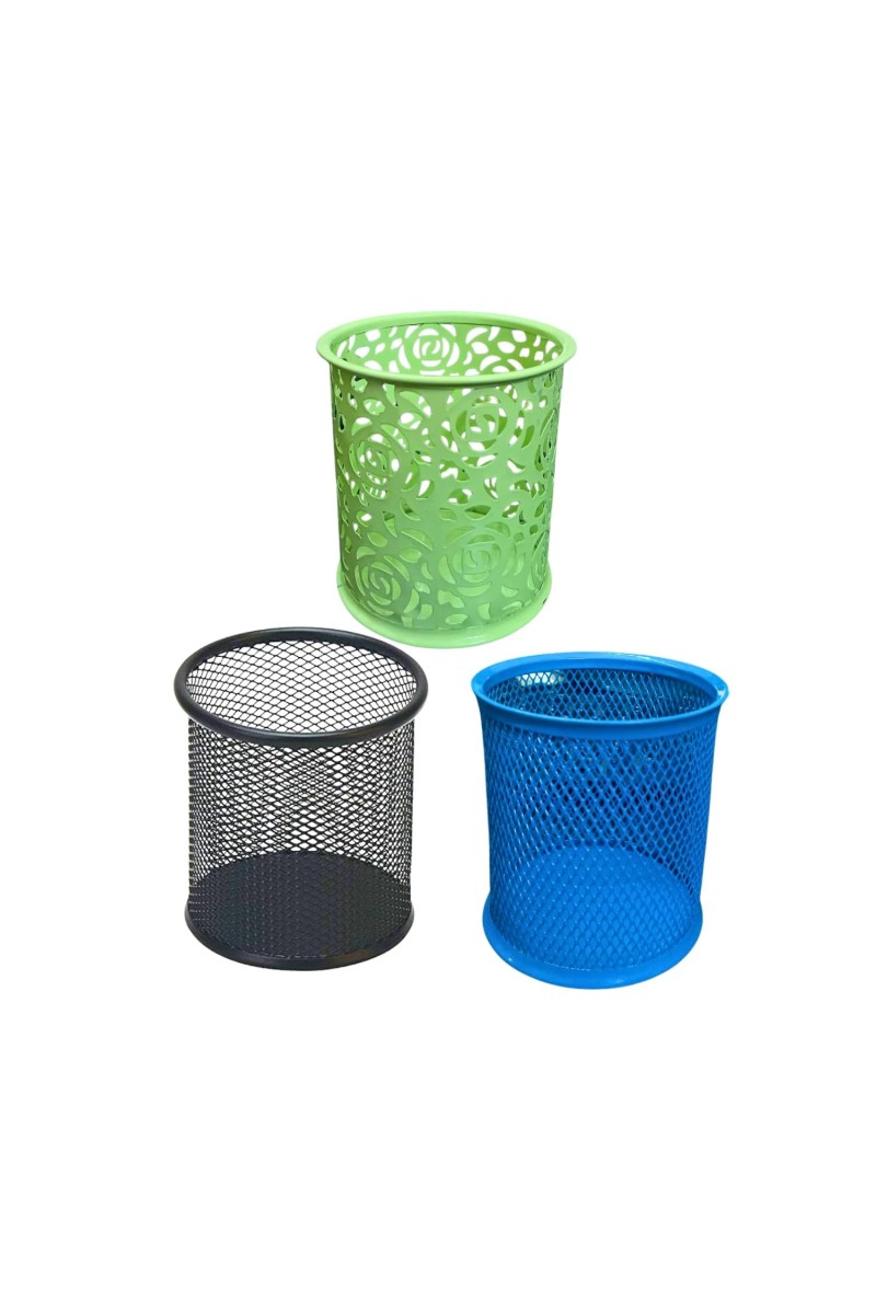 Mesh Metal Pen Stand/Pencil Holder for Office Desk | Multipurpose Stationery Organizer for Pens, Pencils, Markers & Tools (Multicolor) (Set of 3) (Multicolor)