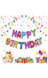Hitech Sales 13 Pcs Happy Birthday Foil Balloon Banner Set Multicolor Party Decoration Supplies for Birthdays and Celebrations with Small HPD Cake Tag Free