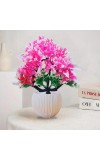 HiTechMart Artificial Pink & Green Decorative Plant with Vase – Lifelike Faux Floral Arrangement for Home, Office, Desk, Table, and Indoor Decor – Maintenance-Free Elegant Artificial Flower Pot