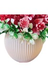 HiTechMart Artificial Flower Arrangement in Plastic Vase – Lifelike Red & Green Faux Bouquet for Home Décor, Office, Living Room, Table Centerpiece, and Gift – Elegant & Maintenance-Free
