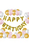 HitechSales Birthday Party Decoration Combo - Happy Birthday Foil Banner (13 Pcs), Latex Balloons (30 Pcs), Ribbon & Small Straw Pipe - Perfect Balloons for Birthday Decoration