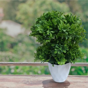 Hitech Sales Mini Artificial Bonsai Plants with Realistic Granite White Plastic Pot Aesthetic Home Decorations for Living Room Bedroom Home Decor, Office Desk, Gift for Birthday Housewarming