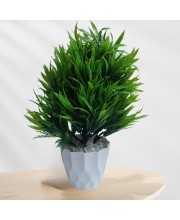 Hitech Sales Artificial Bamboo Leaves Bunch with Plastic Pot (30 x 24 cm) Color - Green