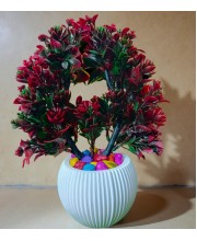 HI TECH Sales Artificial Bonsai Plant with Decorative Pot – Tree with Red & Green Leaves | Home & Office Decor, Tabletop Indoor Plant