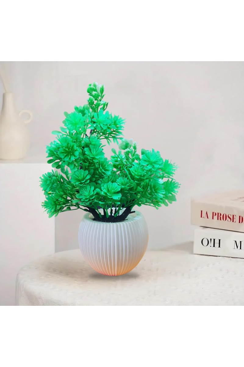 HiTechMart Artificial Green Plant with Vase – Realistic Faux Decorative Flower Arrangement for Home, Office, Table, Desk, Shelf & Indoor Décor – Maintenance-Free, Lifelike Indoor Decoration
