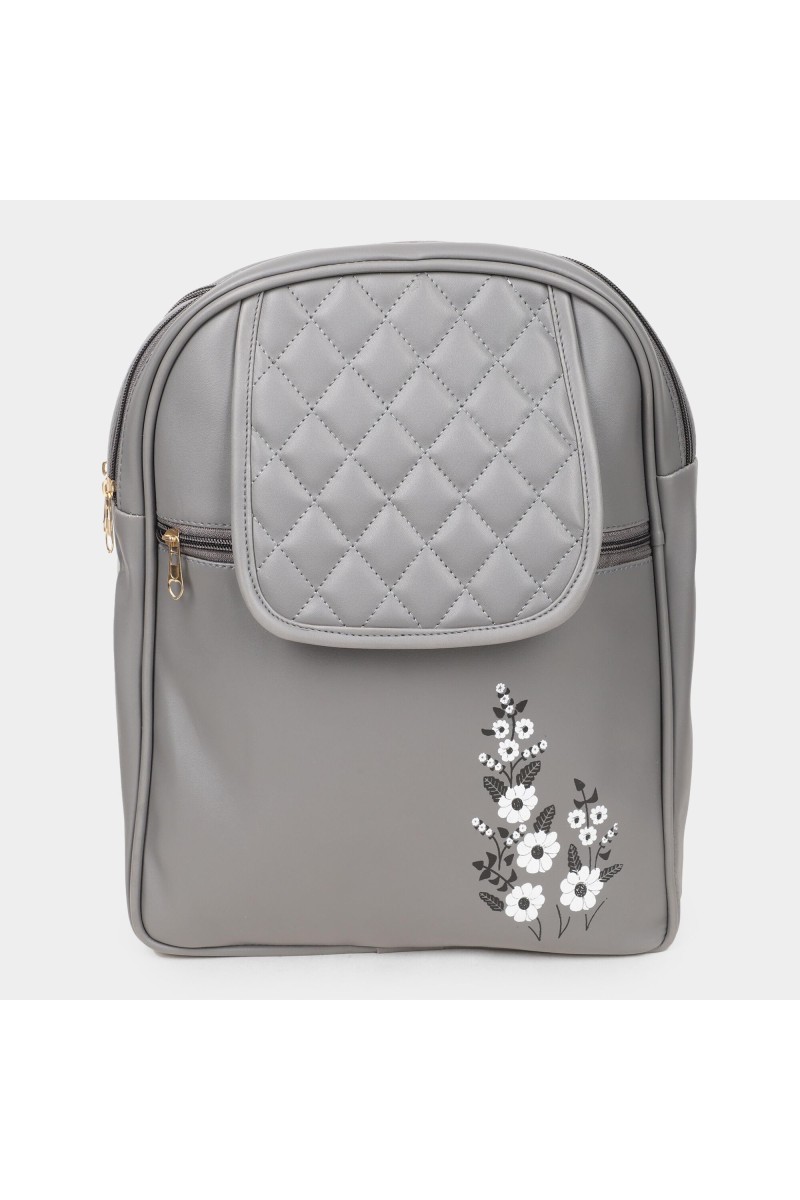 Brink Women's Grey Polyurethane Backpack - (M595)