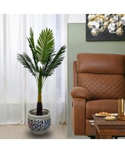 Hi Tech Sales Artificial Palm Tree Plants Standable | 10 Green Leaves, Big Ornamental Plant for Interior Decor/Home Decor/Office Decor | 43.5 inch Tall Natural Looking Tree Feel Real, Super Quality
