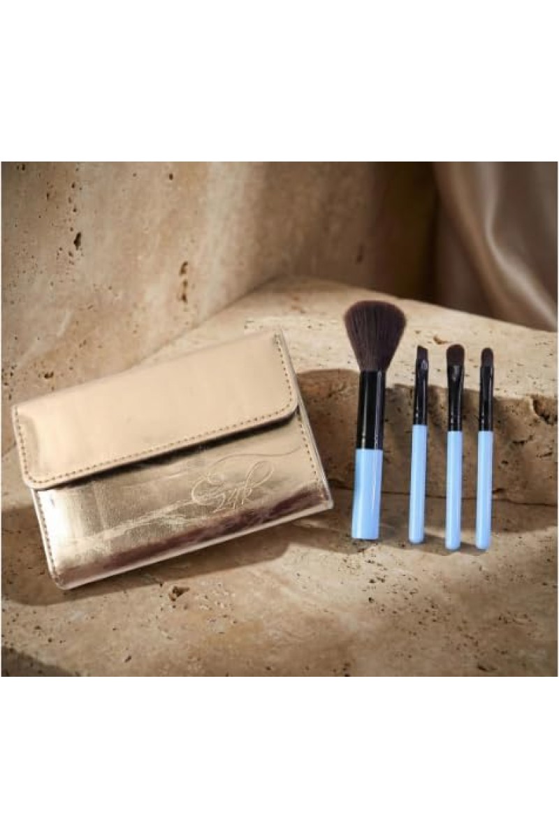 4-in-1 Professional Makeup Brush Set with Premium Storage Pouch | Soft Bristle Face & Eye Makeup Brushes for Foundation, Blush, Eyeshadow & Blending | Portable Cosmetic Brush Kit for Women.