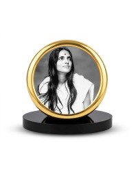 Car Desk/Table Top Anandamayi Maa Metal Golden Photo Stand 2x2 Inches, Compact & Stylish Spiritual Display for Car, Home & Office (Pack of 1) (F18546)