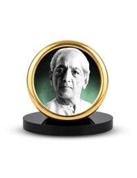 Car Desk/Table Top Jiddu Krishnamurthy Metal Golden Photo Stand 2x2 Inches, Compact & Stylish Spiritual Display for Car, Home & Office (Pack of 1) (F18548)