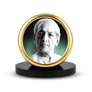 Car Desk/Table Top Jiddu Krishnamurthy Metal Golden Photo Stand 2x2 Inches, Compact & Stylish Spiritual Display for Car, Home & Office (Pack of 1) (F18548)