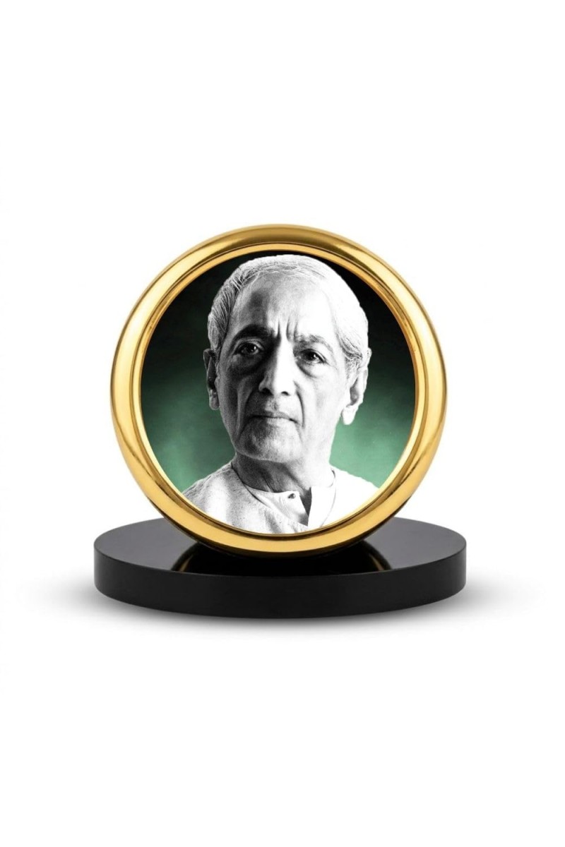 Car Desk/Table Top Jiddu Krishnamurthy Metal Golden Photo Stand 2x2 Inches, Compact & Stylish Spiritual Display for Car, Home & Office (Pack of 1) (F18548)