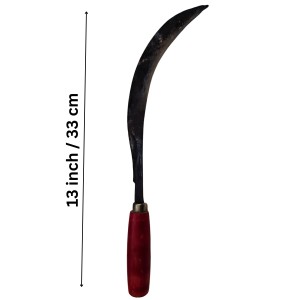 Handheld Garden Sickle with Sharp Curved Steel Blade & Wooden Handle | Multipurpose Grass Cutter for Farming, Harvesting & Weeding | Durable Manual Tool for Home Garden & Agriculture Use