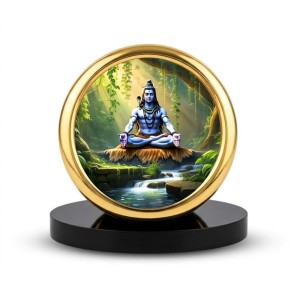 Car Desk/Table Top Lord Shiva Metal Golden Photo Stand 2x2 Inches, Compact & Stylish Spiritual Display for Car, Home & Office (Pack of 1) (F18544)