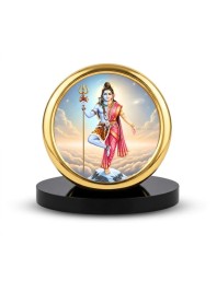 Car Desk/Table Top Arthanareeshwar Metal Golden Photo Stand 2x2 Inches, Compact & Stylish Spiritual Display for Car, Home & Office (Pack of 1) (F18594)