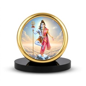 Car Desk/Table Top Arthanareeshwar Metal Golden Photo Stand 2x2 Inches, Compact & Stylish Spiritual Display for Car, Home & Office (Pack of 1) (F18594)