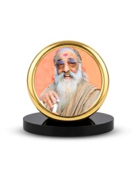 Car Desk/Table Top Swami Chinmayananda Ji Metal Golden Photo Stand 2x2 Inches, Compact & Stylish Spiritual Display for Car, Home & Office (Pack of 1) (F18550)