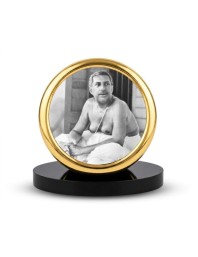 Car Desk/Table Top Sri Sri Thakur Anukul Chandra Metal Golden Photo Stand 2x2 Inches, Compact & Stylish Spiritual Display for Car, Home & Office (Pack of 1) (F18477)