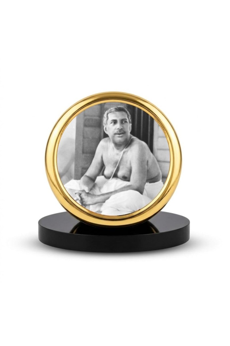 Car Desk/Table Top Sri Sri Thakur Anukul Chandra Metal Golden Photo Stand 2x2 Inches, Compact & Stylish Spiritual Display for Car, Home & Office (Pack of 1) (F18477)