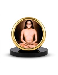 Car Desk/Table Top Mahavatar Babaji Metal Golden Photo Stand 2x2 Inches, Compact & Stylish Spiritual Display for Car, Home & Office (Pack of 1) (F18474)