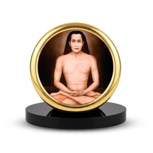 Car Desk/Table Top Mahavatar Babaji Metal Golden Photo Stand 2x2 Inches, Compact & Stylish Spiritual Display for Car, Home & Office (Pack of 1) (F18474)