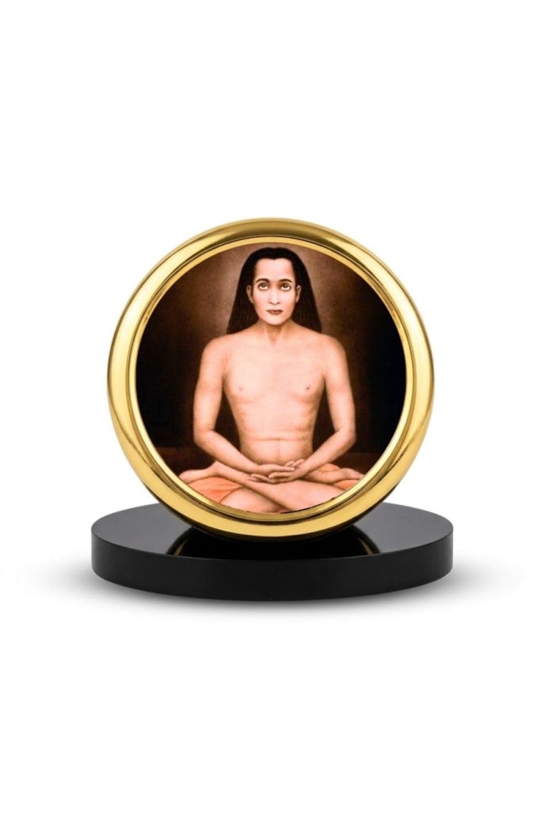 Car Desk/Table Top Mahavatar Babaji Metal Golden Photo Stand 2x2 Inches, Compact & Stylish Spiritual Display for Car, Home & Office (Pack of 1) (F18474)