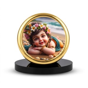 Car Desk/Table Top Little Krishna Metal Golden Photo Stand 2x2 Inches, Compact & Stylish Spiritual Display for Car, Home & Office (Pack of 1) (F18456) Car Desk/Table Top Little Krishna Metal Golden Photo Stand 2x2 Inches, Compact & Stylish Spiritual Display for Car, Home & Office (Pack of 1) (F18456)