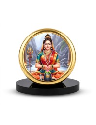 Car Desk/Table Top Goddess Parvathi Metal Golden Photo Stand 2x2 Inches, Compact & Stylish Spiritual Display for Car, Home & Office (Pack of 1) (F18573)
