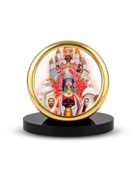 Car Desk/Table Top Kali Matha and Ramakrishna Paramahamsa Metal Golden Photo Stand 2x2 Inches, Compact & Stylish Spiritual Display for Car, Home & Office (Pack of 1) (F18697)