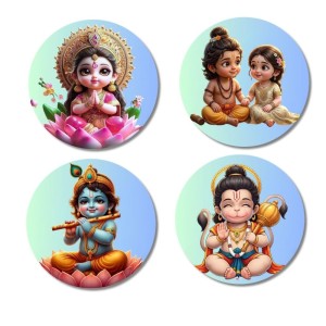 Lakshmi, Rama, Sita, Krishna, and Hanuman. Fridge Magnets 4 Piece Set | 3 Inch Round Wall Fridge Decor (F23193) Lakshmi, Rama, Sita, Krishna, and Hanuman. Fridge Magnets 4 Piece Set | 3 Inch Round Wall Fridge Decor (F23193)