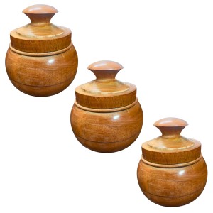 Handcrafted Wooden Jar with Lid | Multipurpose Storage Container for Kitchen, Sugar, salt,dry fruits & Home DÃ©coration (Pack of 3)