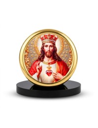 Car Desk/Table Top Lord Jesus Metal Golden Photo Stand 2x2 Inches, Compact & Stylish Spiritual Display for Car, Home & Office (Pack of 1) (F18814)